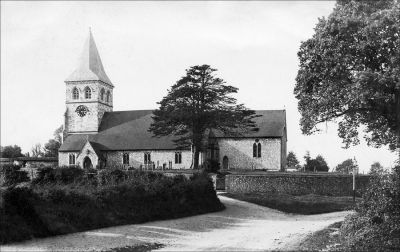 05_1CR003_08
This excellent photograph of the church, taken between the two world wars, shows that street lighting had arrived but the road and footpath were still poorly surfaced. 

From Brian Burgess
