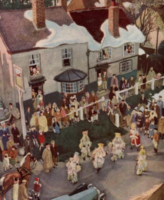 07_OA01_04
Mummers performing outside the Greyhound at Christmas time 

By Michael Ford
