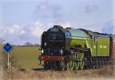 10_2TR012_1
A brand new A1 Pacific steam locomotive, The Cathedrals Express 60163 "Tornado" heads towards Overton in 2009 

By Pauline Oliver
