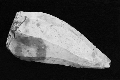 12TT024_4
Flint "knife" found near Bridge Street on the bank of the river. Chalk had been brought in to reinforce the river bank and the flint may have been brought in with it. The flint is approx 8cm long. For more info see Bridge St gallery. 

Found by Srdja Popovic
