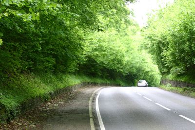 13_5RH003
This photo shows the old turnpike wall on Rotten Hill. It is of very similar construction to the wall uncovered by road works on Overton Hill, on the other side of Overton, in 2006. 

By Tony Morris
