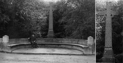 13_7FF003_14
The Village Cross at Freefolk, 1907. I have enlarged the cross as the carving seemed a little unusual - perhaps a Celtic influence? Lettering carved into the bench reads "Rest here a while beneath the sign of love which tells thee of eternal rest above". 

From Peter Baker

